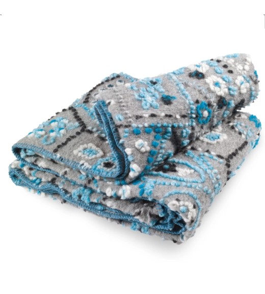 Plaid in Lana Cotta - Linea Mosaico Grigio Chiaro - Appodia Lana Italiana
