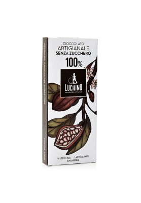 Tavoletta Cioccolato Fondente 100% Senza Zucchero 100gr - Luchino Cioccolateria Artigianale