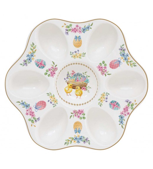 Piatto portauova in porcellana Diametro 21 - Collezione Spring Bloom - Easy Life