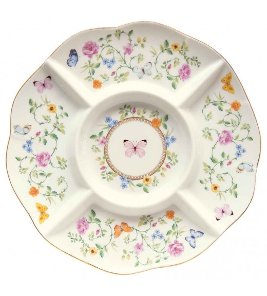 Piatto aperitivo in porcellana Diametro 25 - Collezione Dancing Butterflies - Easy Life
