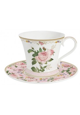 Tazza Colazione c/piatto 350ml Chant des Roses - Easy Life