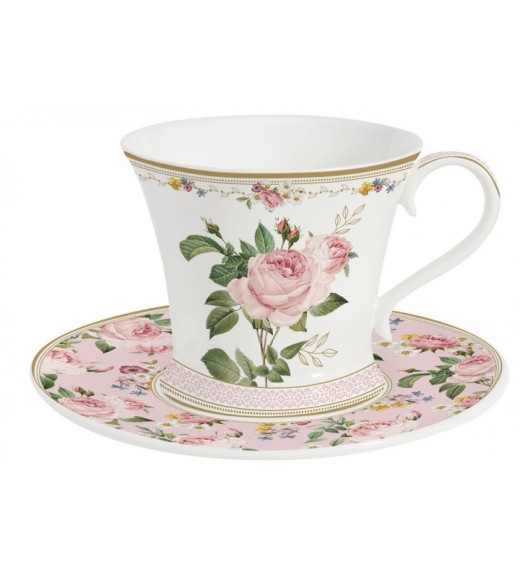 Tazza Colazione c/piatto 350ml Chant des Roses - Easy Life
