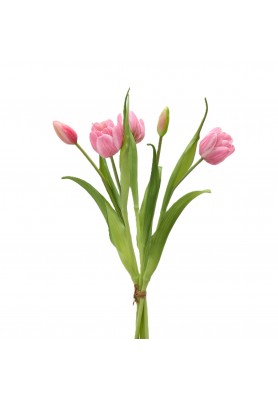 Mazzo di Tulipani x4 con Bocciolo Rosa H 40 cm - EDG