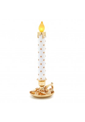 Decoro Candela Led con piattino oro H51 - EDG