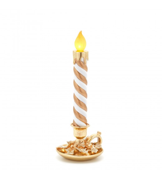 Decoro Candela Led con piattino oro H45 - EDG