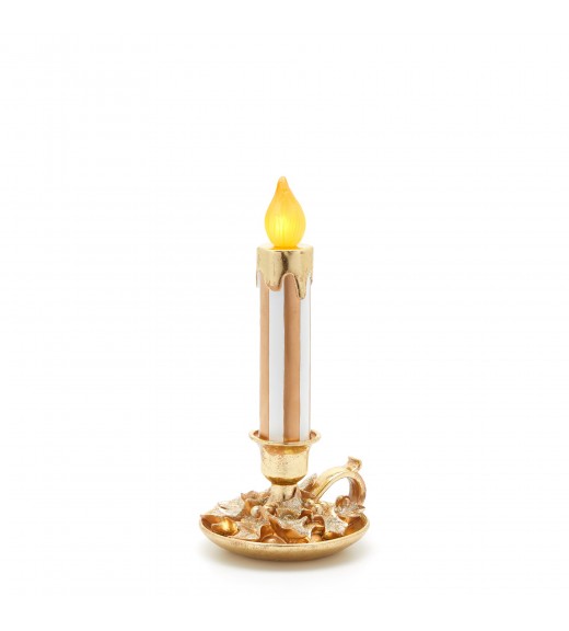 Decoro Candela Led con piattino oro H36 - EDG