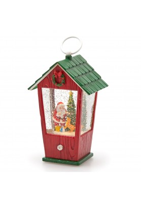 Decoro Casetta Lanterna Babbo Natale con Musica/Mov/Led H22 - EDG