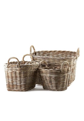 Cesto Rattan Ovale Svasato con manici H30 EDG - Linea Rattan