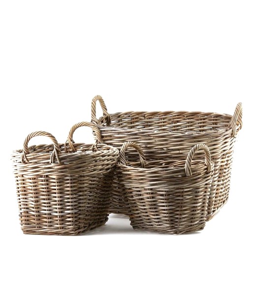 Cesto Rattan Ovale Svasato con manici H30 EDG - Linea Rattan