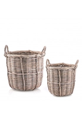 Cesto Rattan Rotondo con manici D34 EDG - Linea Rattan