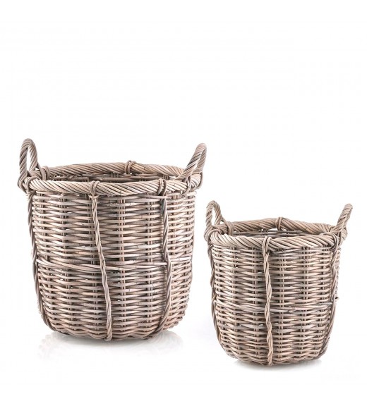 Cesto Rattan Rotondo con manici D44 EDG - Linea Rattan