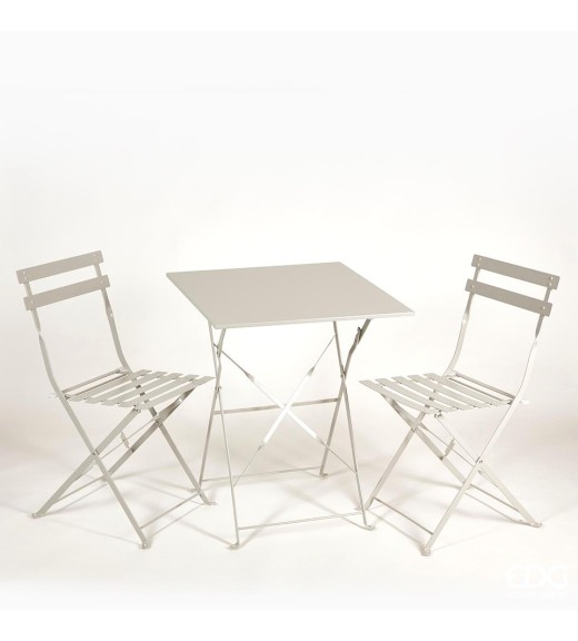 Set Tavolo Metal C/2 Sedie Grigio - EDG