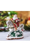 Babbo Natale in porcellana a Cavallo con Carillon H19 - Collezione Noel Holiday - Fitz and Floyd 