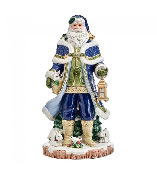 Babbo Natale in porcellana Grand Santa H49 - Collezione Telluride Blue - Fitz and Floyd 