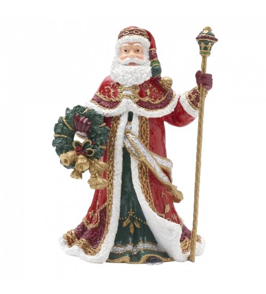 Babbo Natale in porcellana con Ghirlanda H33 - Collezione Noel Holiday - Fitz and Floyd 