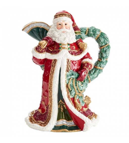 Brocca Babbo Natale in porcellana con Ghirlanda H32 - Collezione Noel Holiday - Fitz and Floyd 
