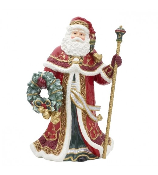 Babbo Natale in porcellana con Ghirlanda H49 - Collezione Noel Holiday - Fitz and Floyd 