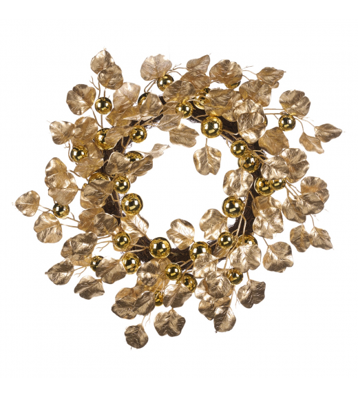 Ghirlanda Gold Foglie Metall Ball  D56 - Goodwill