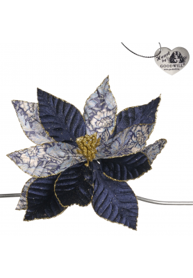 Decoro Poinsettia con clip - Collezione Delft Delight - Goodwill