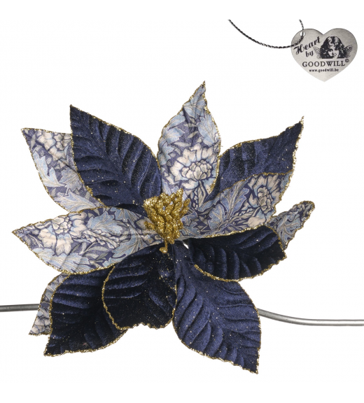 Decoro Poinsettia con clip - Collezione Delft Delight - Goodwill
