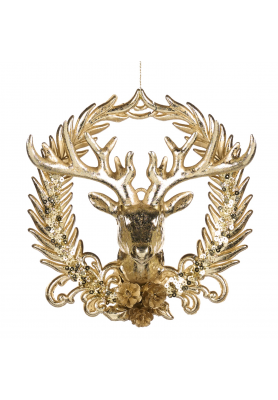 Decoro Ghirlanda con Testa di Cervo - Collezione The Golden Nutcracker - Goodwill