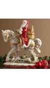 Babbo Natale in porcellana a Cavallo H43 - Collezione Damask Holiday - Fitz and Floyd 