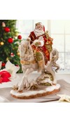 Babbo Natale in porcellana a Cavallo H43 - Collezione Damask Holiday - Fitz and Floyd 