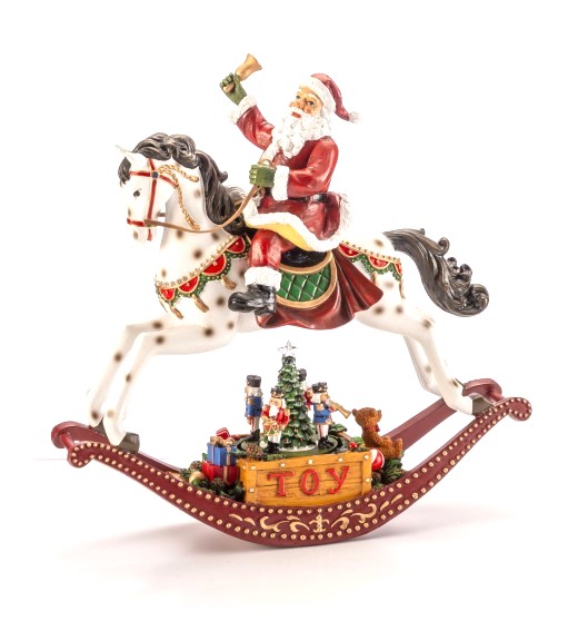 Carillon Cavallo a dondolo con Babbo Natale H31 - Palais Royal