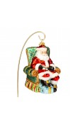 Decoro in vetro soffiato Babbo Natale seduto in poltrona H14 - Huras Family Poland