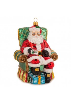 Decoro in vetro soffiato Babbo Natale seduto in poltrona H14 - Huras Family Poland