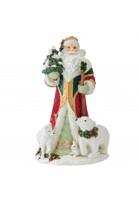 Babbo Natale in porcellana con Animali H47 - Collezione Woodland Holiday - Fitz and Floyd 