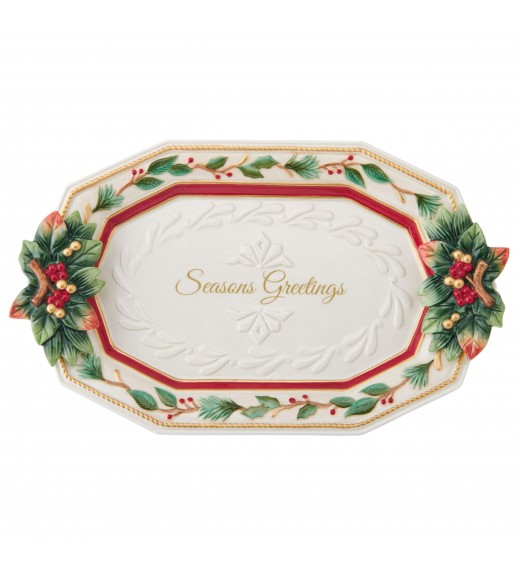 Vassoio in porcellana 34cm - Collezione Woodland Holiday - Fitz and Floyd 