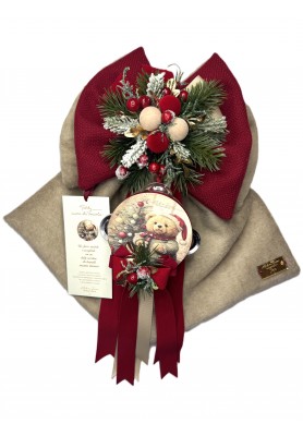 Fiocco Natalizio Teddy Cuore di Coccole H40 - Madame Fioccò