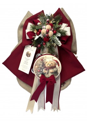 Fiocco Natalizio Teddy Cuore di Coccole H50 - Madame Fioccò