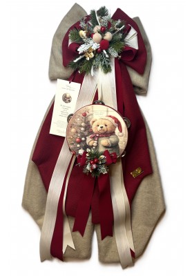 Fiocco Natalizio Teddy Cuore di Coccole H80 - Madame Fioccò