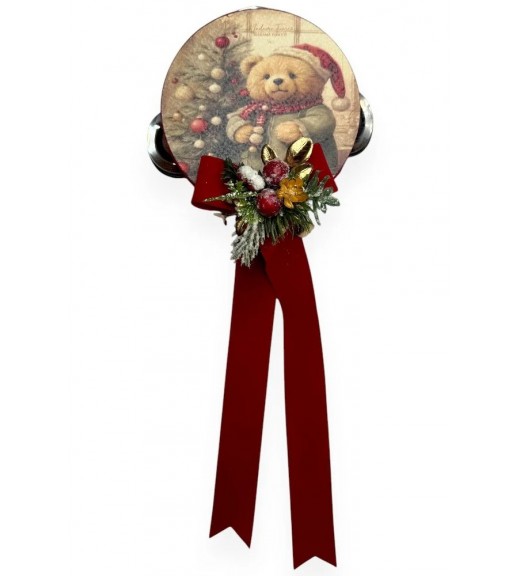 Tamburello Natalizio Teddy Cuore di Coccole D10 - Madame Fioccò