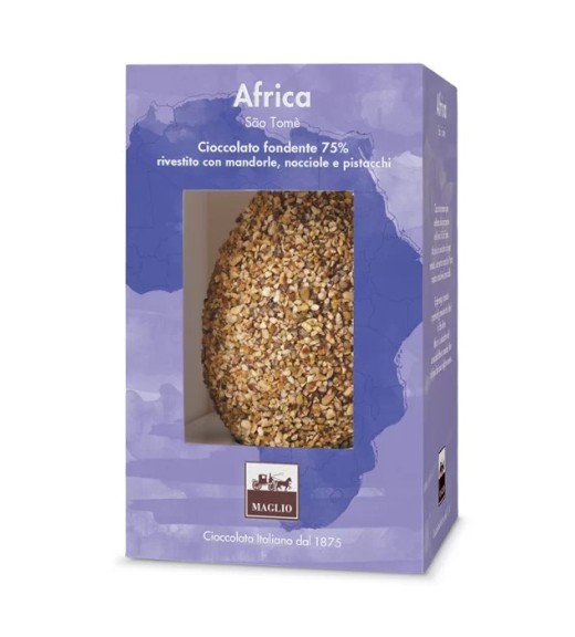 Uovo Cioccolato Fondente 75% Monorigine Africa con frutta secca 450g - Maglio