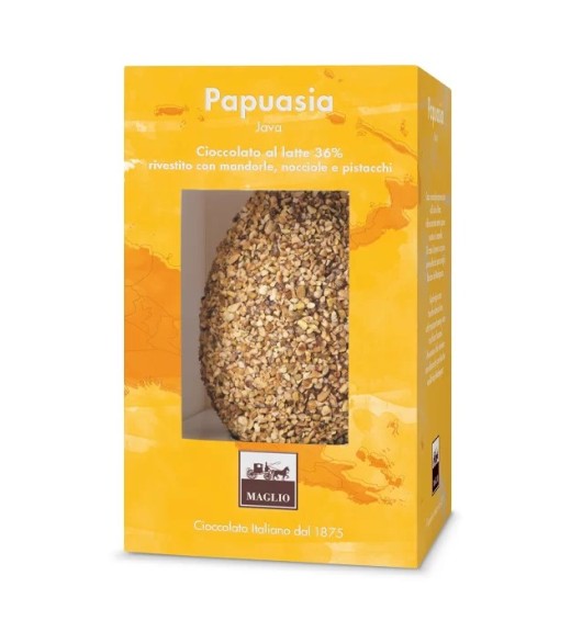 Uovo Cioccolato al Latte Monorigine Papuasia con Frutta secca 450g - Maglio