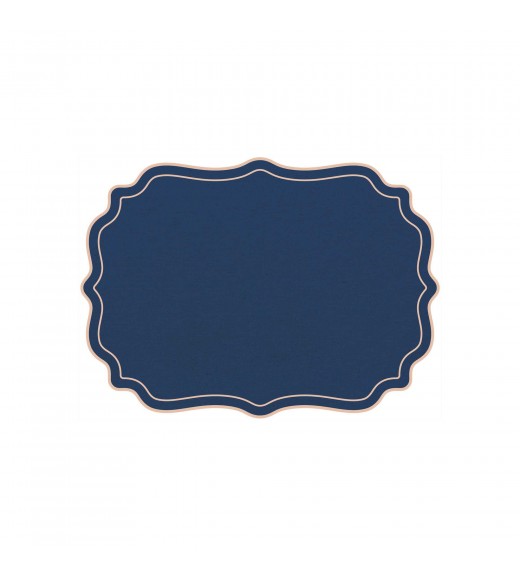 Tovaglietta Cornice Smerlata Blu - Plumeria Home
