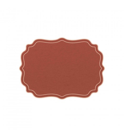 Tovaglietta Cornice Smerlata Mattone - Plumeria Home