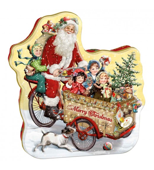 Confezione Latta Nostalgic Christmas Babbo Natale in Bici - Heidel Confiserie