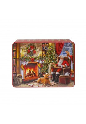 Biscotti Latta Natalizia Babbo Natale con Camino 300g - Bramble Foods