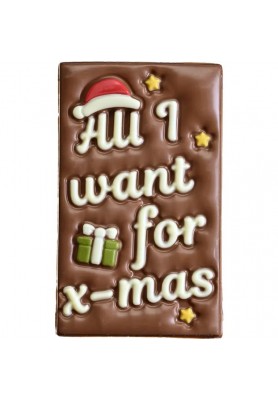Barretta natalizia Cioccolato al Latte Decoro All I want for XMas 150gr - Van Ham Chocolaterie 