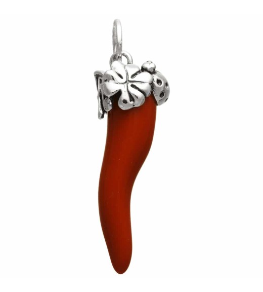 Charm Corno Rosso Quadrifoglio Grande - Collezione Amuleti - Giovanni Raspini