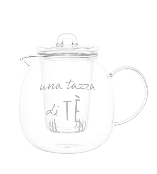 Teiera in vetro con decoro Una Tazza di tè - Linea Simple Day