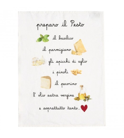 Canovaccio in Lino con decoro ricetta Pesto- Simple Day