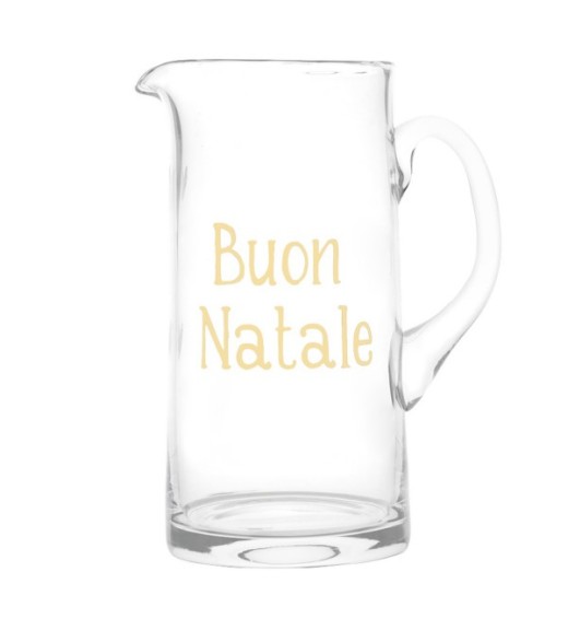 Brocca in vetro con decoro natalizio - Buon Natale Oro - Linea Simple Day