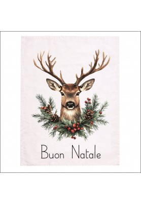 Canovaccio in Lino con decoro Natalizio - Buon Natale Cervo - Simple Day