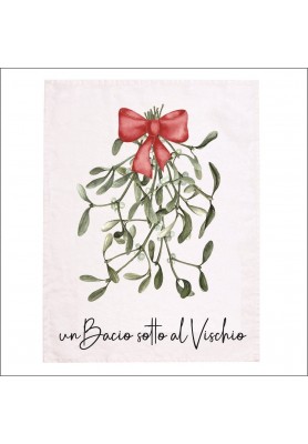 Canovaccio in Lino con decoro Natalizio - Un bacio sotto al Vischio - Simple Day