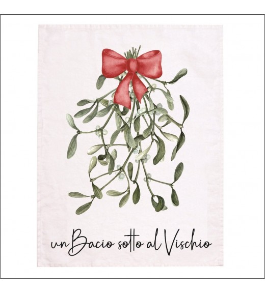 Canovaccio in Lino con decoro Natalizio - Un bacio sotto al Vischio - Simple Day